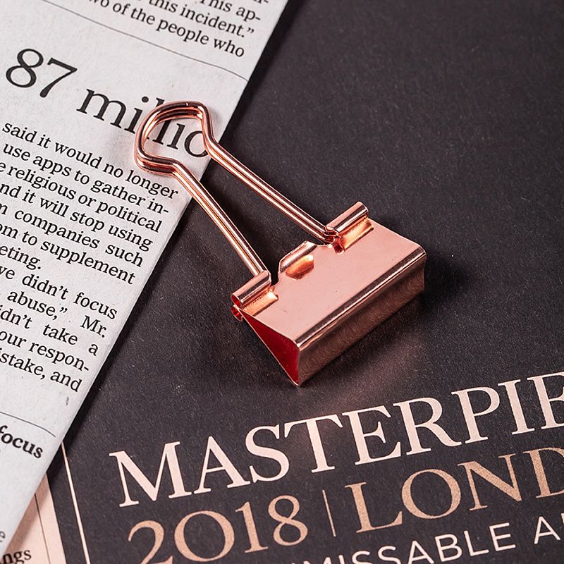 Зажим для бумаг "Deli", 25 мм, 12 штук, розовое золото