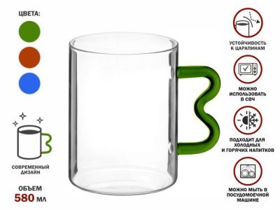 Кружка стеклянная, 580 мл, серия Jelly, PERFECTO LINEA 30-400010