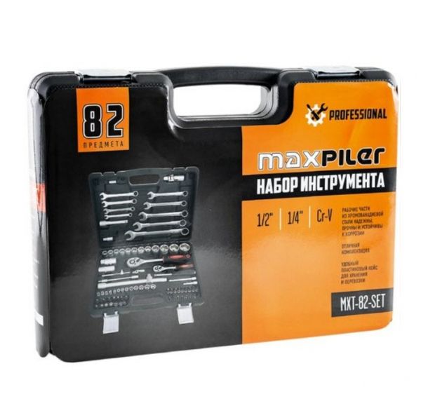 Набор инструментов MaxPiler, 82 пр. 1/4''&1/2'', CrV PIT MXT-82-SET