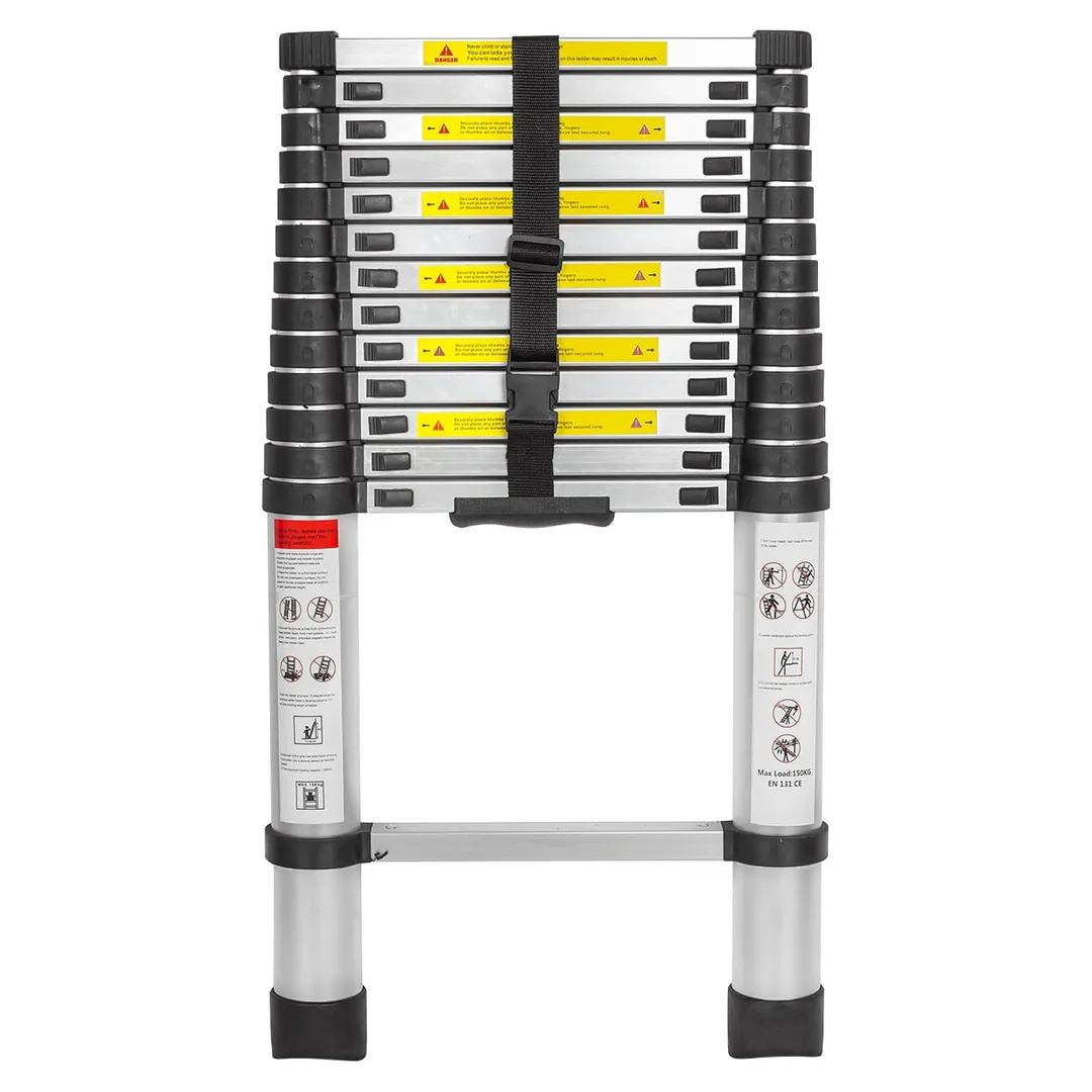 Лестница телескопическая односекционная 0.9-4.1 м, 13 ступенек, нагрузка 150 кг, ForceKraft FK-BL-T410