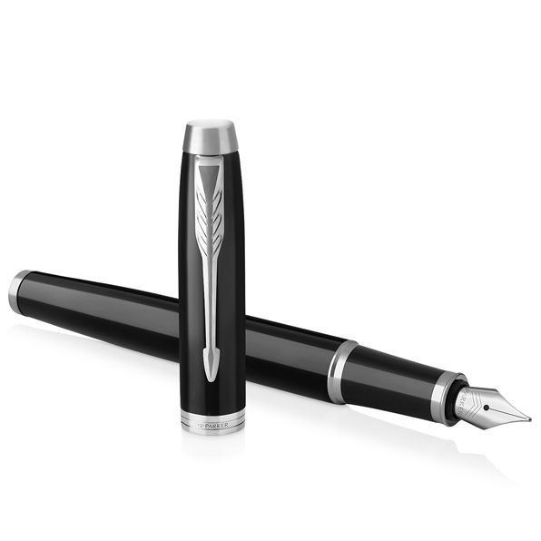 Ручка перьевая "Parker IM Black Lacquer CT", F, черный, серебристый, патрон синий