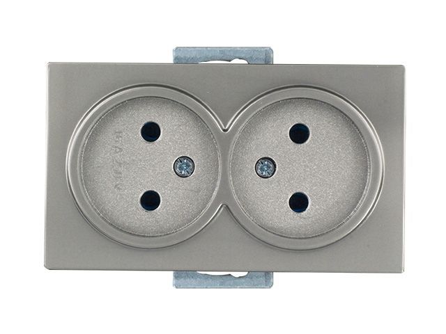 Розетка 2-ая, скрытая, б/з, керамика, титан, DARIA, 10 A, 250 V, IP 20, Mutlusan 21002010283