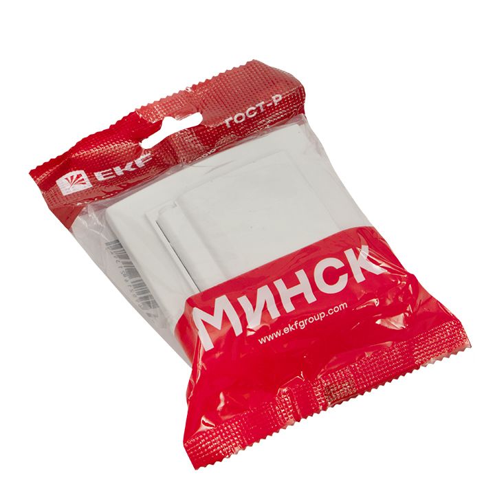 Минск Розетка 1-местная СП с/з с крышкой 16А белая с защ, штор, IP44 EKF ERR16-029-100-44