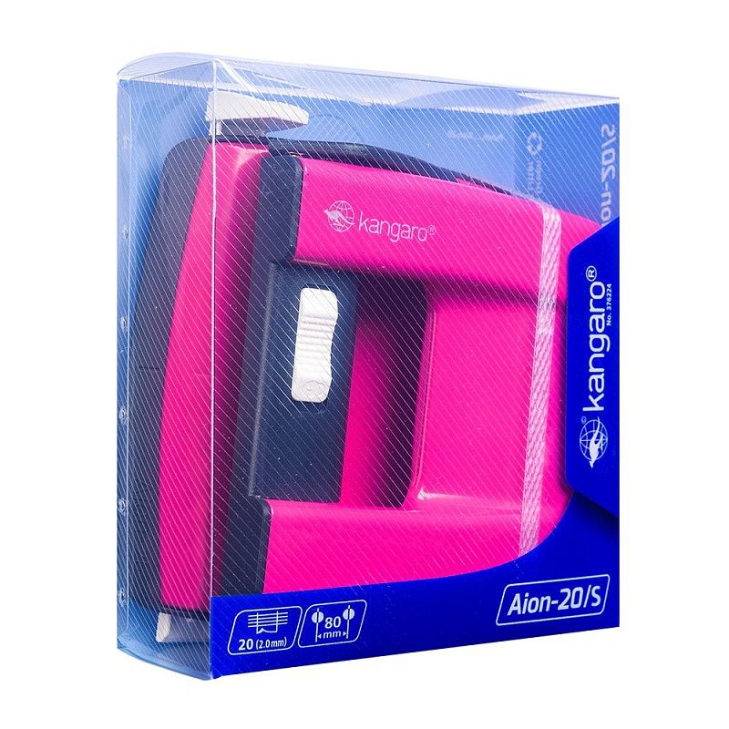 Дырокол "Aion-20/S", 20 листов, розовый