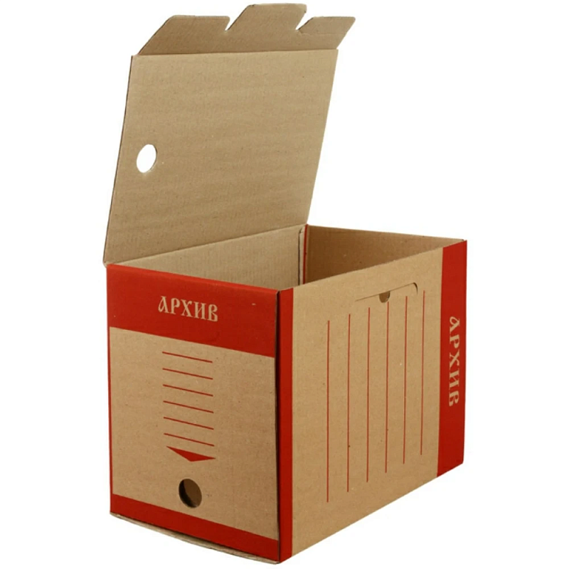 Коробка архивная "Эко", 200x327x240 мм, бурый, красный