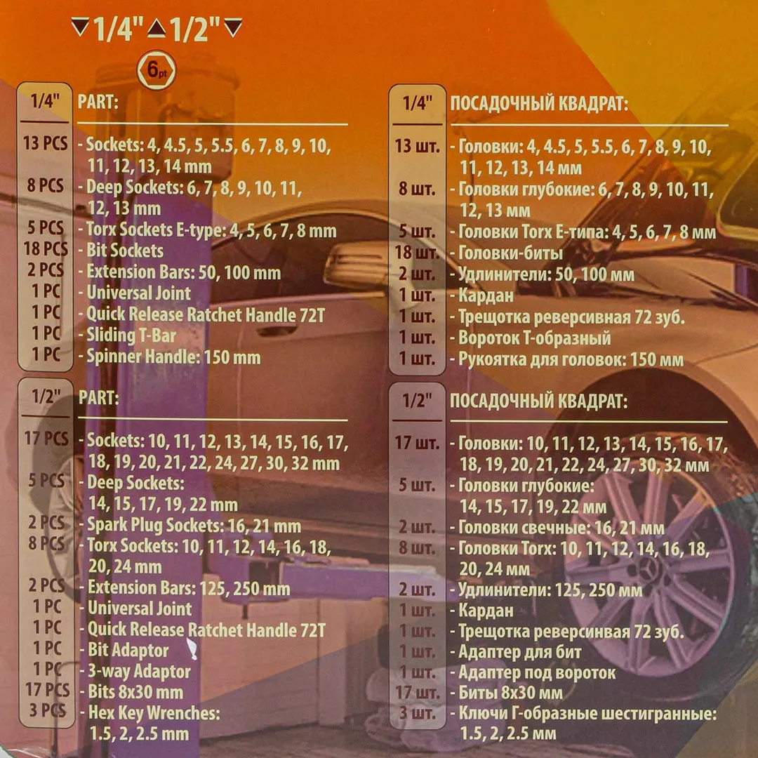 Набор инструментов 108 пр. 1/4"&1/2" 6-гр. Forsland Forsland-41082-5