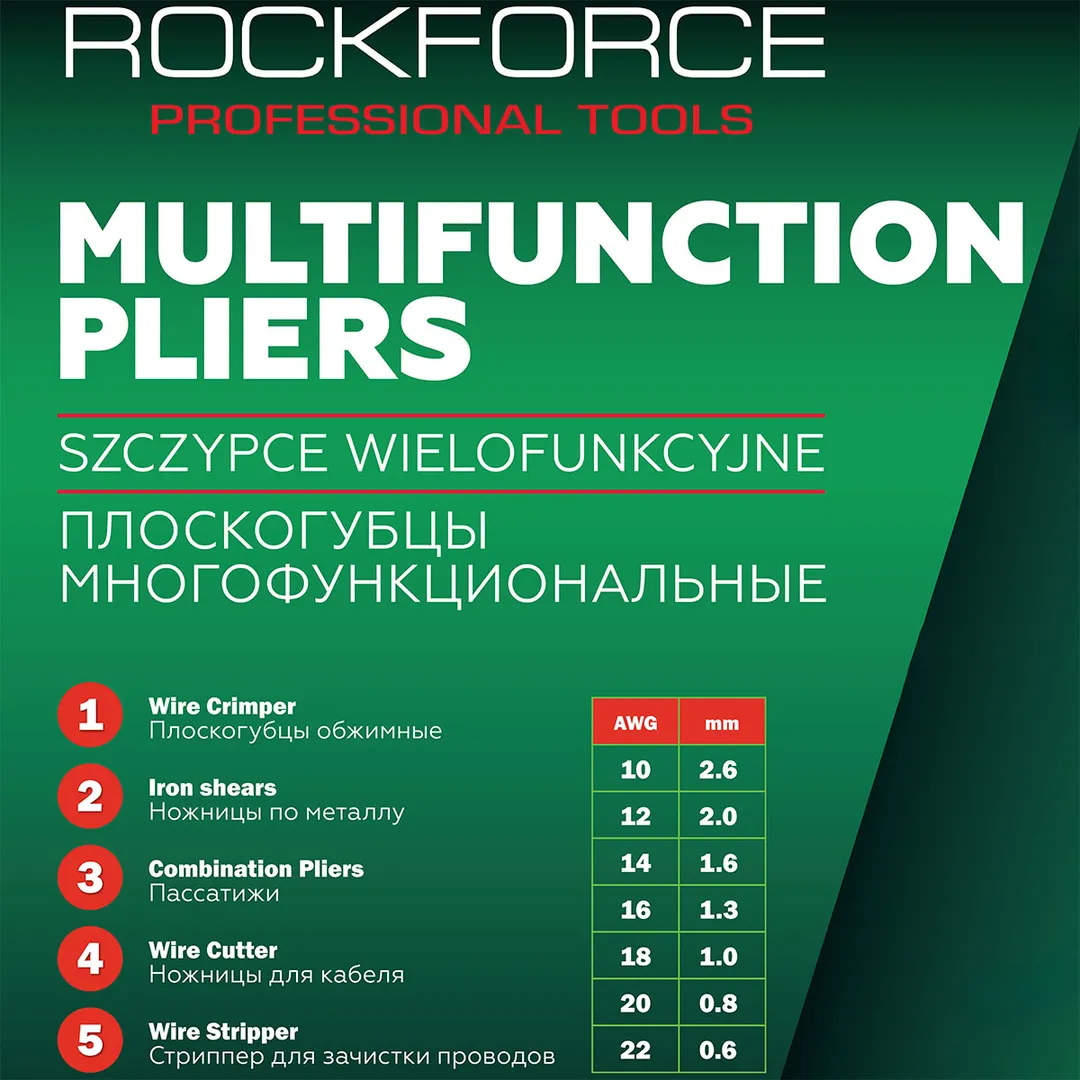 Плоскогубцы многофункциональные 5 в 1 RockForce RF-611200-6