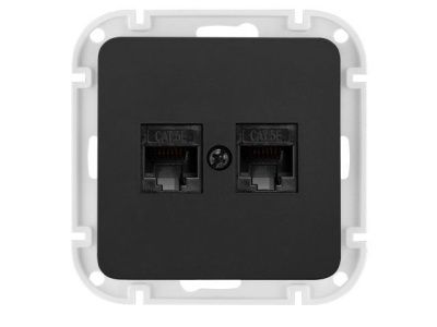 Розетка 2-ая компьютерная, скрытая карбон Аструм, Bylectrica РК216-6512карб