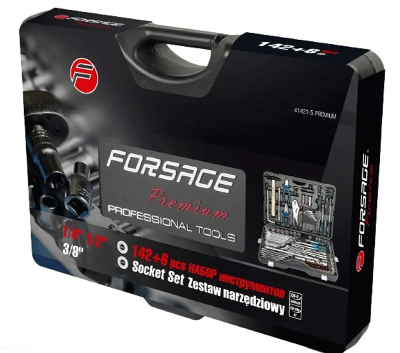 Набор инструментов 142+6пр. 1/4''&3/8''&1/2'' 6-гр&12-гр Forsage F-41421-5 Premium