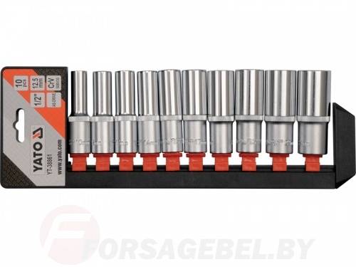 Набор торцевых головок 1/2'' 10-24 мм. L76 мм. CrV 10 пр. Yato YT-38861