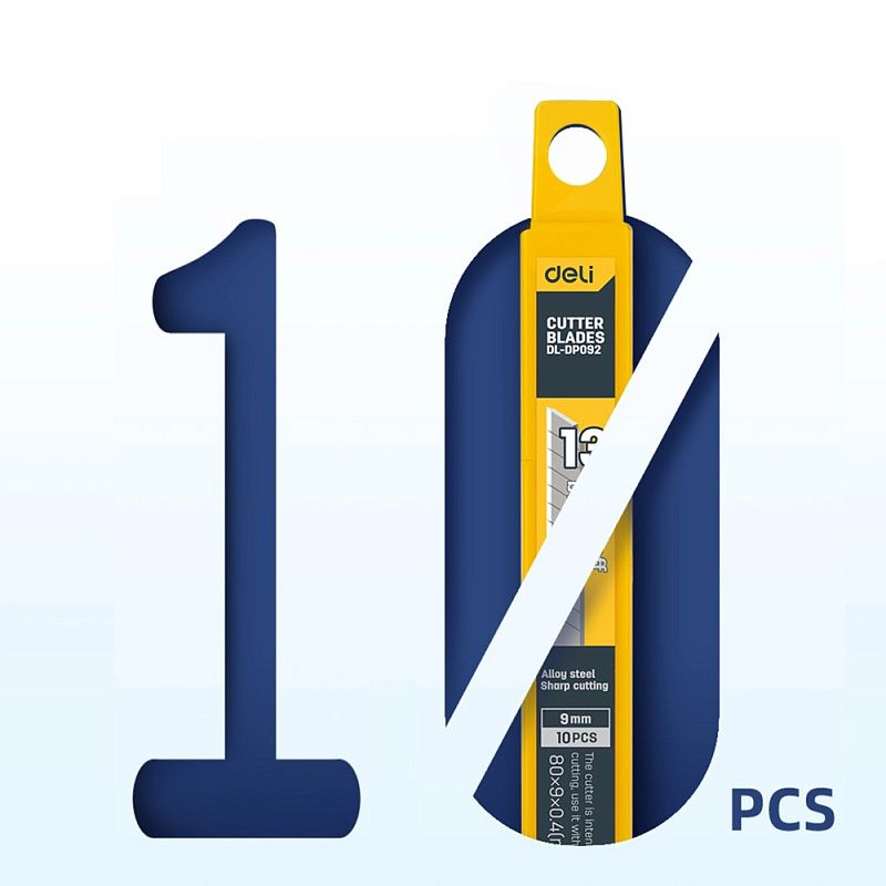 Лезвие для малого ножа "Deli", 9 мм, 10 шт.