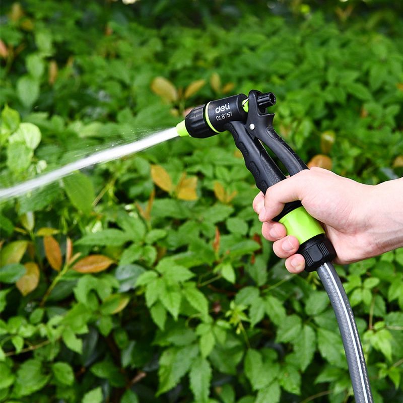 Пистолет-распылитель Deli GS EDL8757, 3 функции, быстросъем, фиксатор курка, черный, зеленый