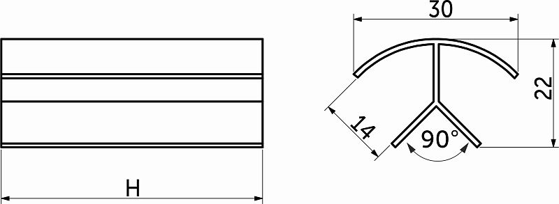 Угол 90 к цоколю мебельному ПВХ h100 чёрный матовый, РБ BY 30379