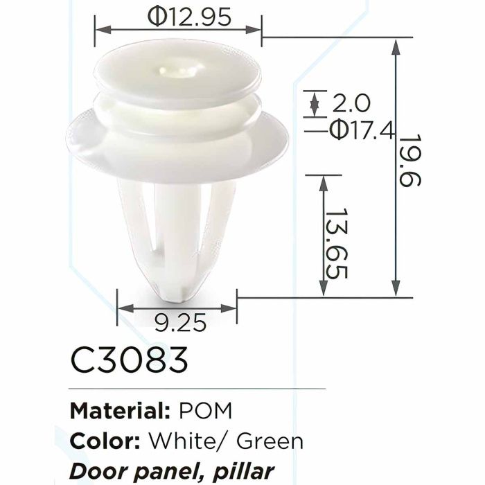 Клипса для крепления внутренней обшивки а/м Фольксваген пластиковая, 100шт Forsage C3083(VW)