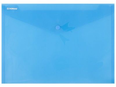 Папка-конверт на кнопке "Donau", C5, прозрачный синий