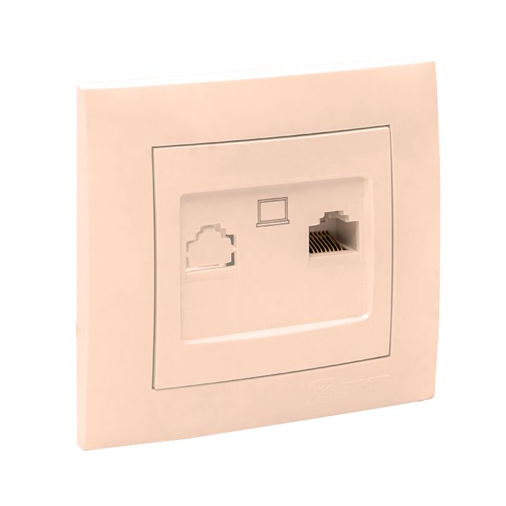Валенсия розетка компьютерная RJ-45 1-местная кремовая EKF PROxima EWK01-035-20
