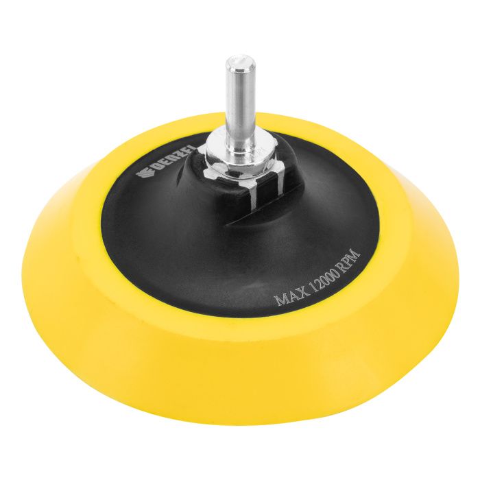 Тарелка опорная для дрели и УШМ с липучкой, 125 мм, мягкая, с адаптером c М14 на d8 Denzel 76248