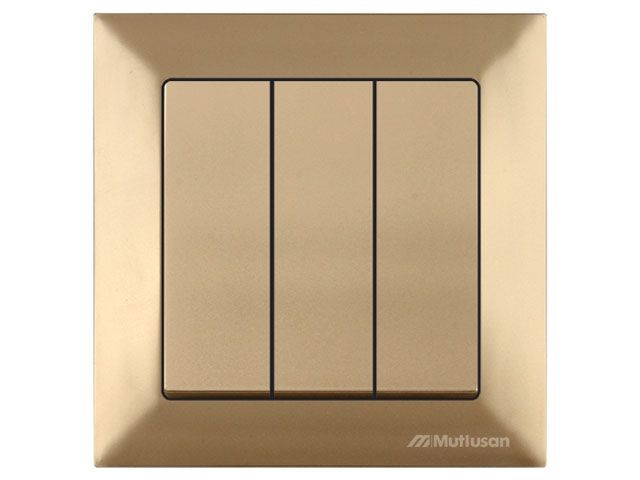 Выключатель 3-клав., скрытый, винт. зажим, золото, DARIA, 10 A, 250 V, IP 20, Mutlusan 21204090280