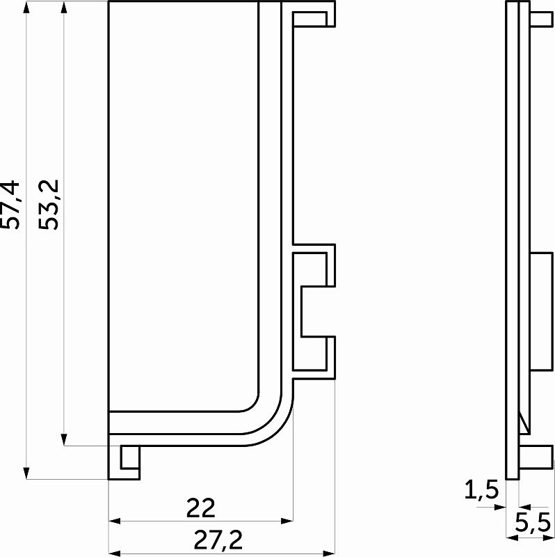 Комплект заглушек металлич. внутр. к профилю Gola, L-образных, левая+правая, матовое золото AKS 118181