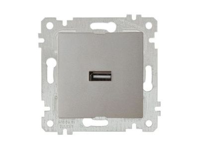 Розетка 1-ая USB (скрытая, без рамки) титан, RITA, (USB-зарядка, 5V-2.1A) Mutlusan 22004480183