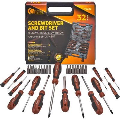 Набор отверток SL, PH, PZ, отверток для точных работ SL, PH, биты PH, PZ, Torx, Hex 32 пр FORSTIME FT-7032C