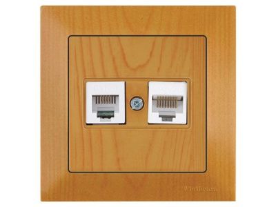 Розетка телефонная + компьютерная, RJ12+Cat5e, скрытая, дуб, DARIA, Cat-3, RJ 12, 4-pin +, RJ 45, 8-pin, Mutlusan 21201390158
