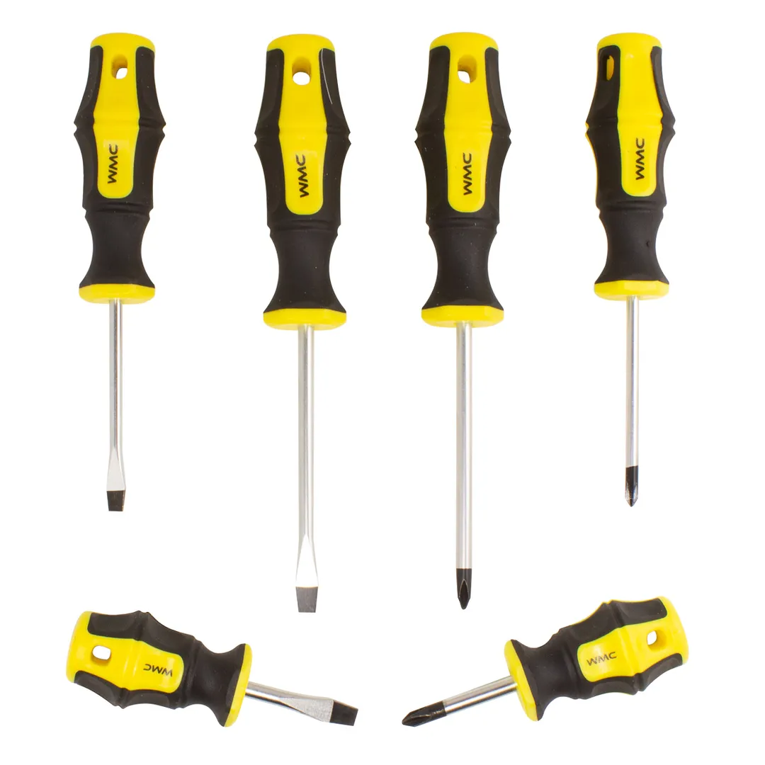 Набор отверток 6 пр., SL:5х75, 6х100, 6х38;PH:1х75, 2х100, 2х38 мм WMC TOOLS WMC-2064