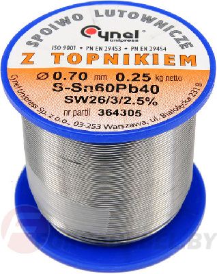 Припой для пайки Sn60Pb40, 0,7 мм/250г Cynel 76807