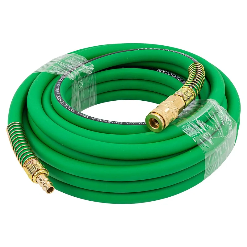 Шланг воздушный резиновый армированный с быстросъемами 10х16 мм, 10 м RockForce RF-AHC-52F