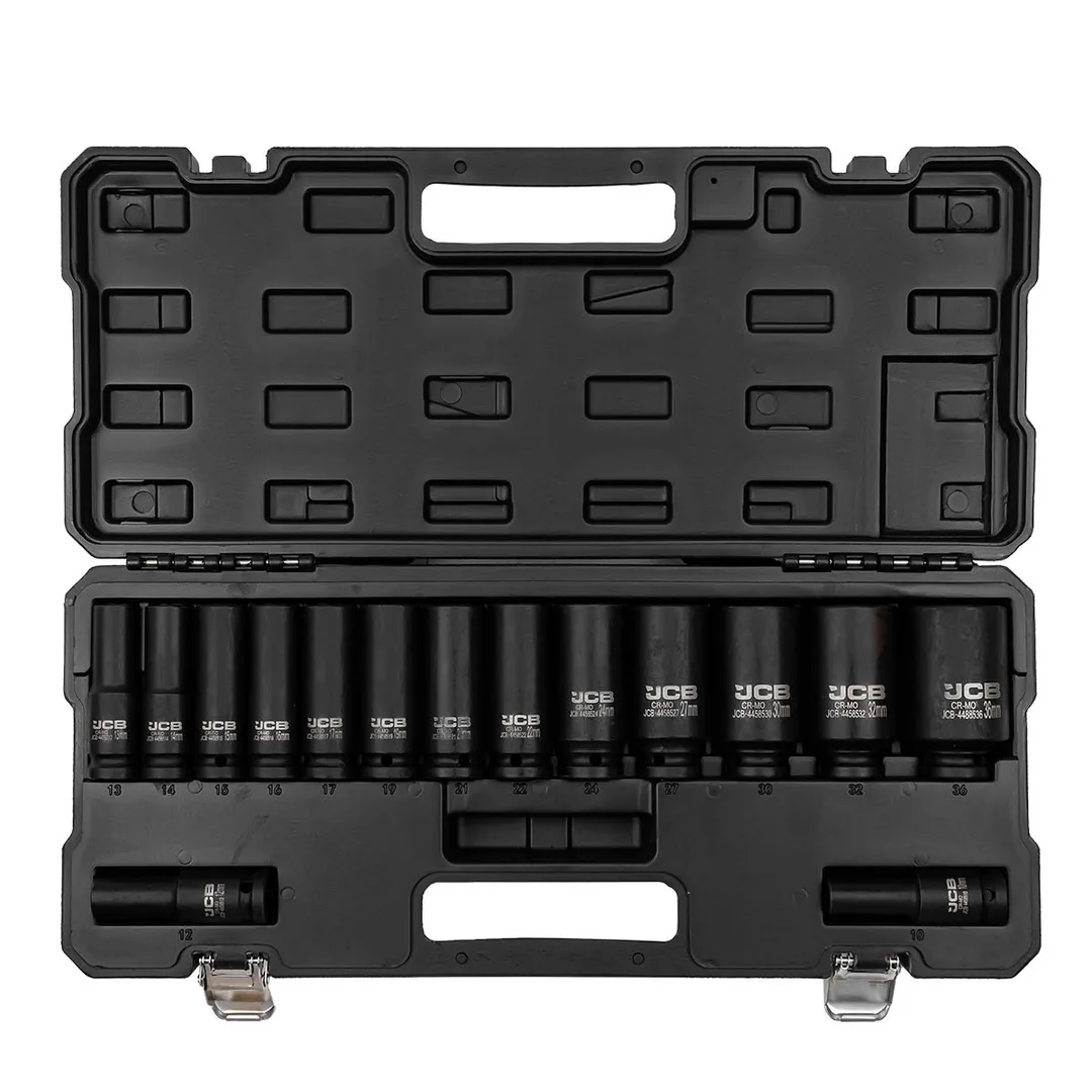 Набор глубоких ударных головок 15 пр., 1/2'' 6-гр 10-36 мм JCB JCB-4166D-5MPB