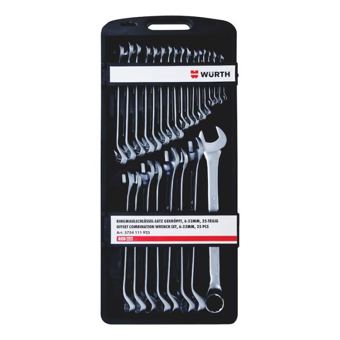 Набор комбинированных ключей SW6-32, изогнутая накидная часть, 25 шт., Red Stripe WÜRTH 5754111925