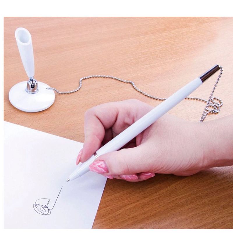 Ручка шариковая на подставке "Стэнд-Пен", 0.5 мм, белый, стерж. синий