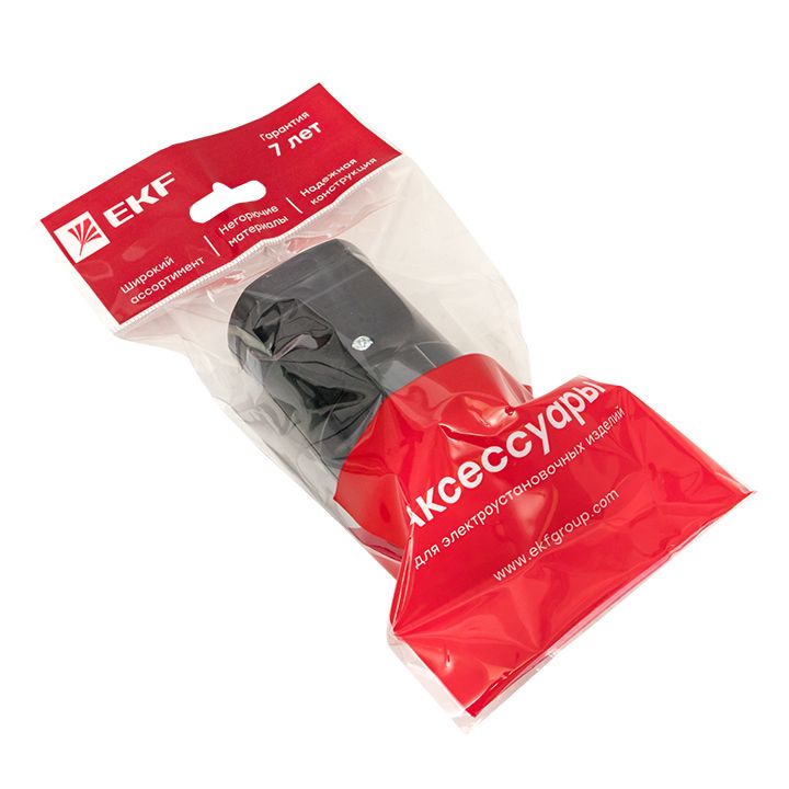 Штепсельное гнездо с/з черное 16А 250 В EKF Proxima EKF ASG16-30-r