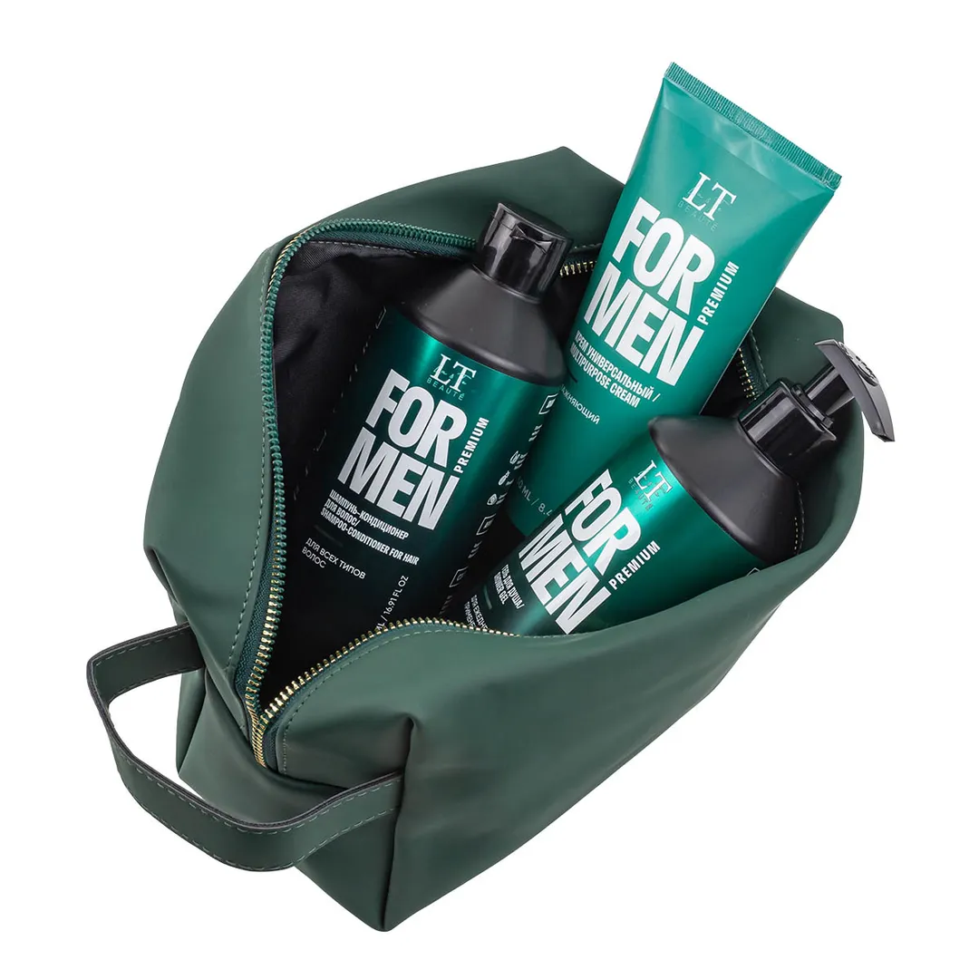 Мужской подарочный набор, гель LT-2357, шампунь LT-2340, крем LT-2388, bag3, зеленая уп La and Te beaute LTMEN12