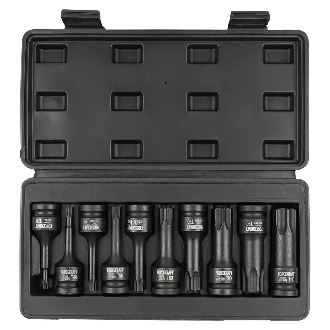 Набор головок-бит TORX ударных T30-T100 1/2'' 10 пр ForceKraft FK-41013MPB