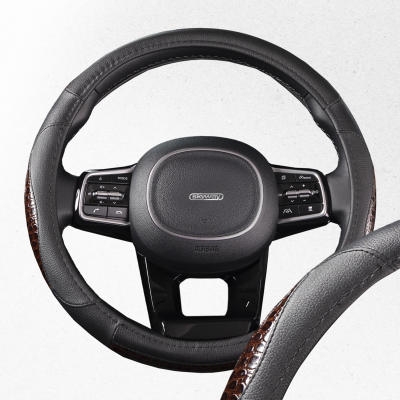 Оплетка экокожа M Luxury- 4 Черно/Коричневая SKYWAY S01102378