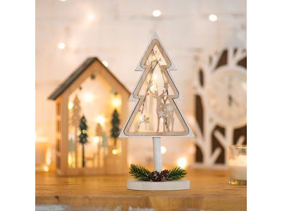 Деревянная фигурка с подсветкой «Елка на подставке» 14,5х5х30 см Neon-Night 504-028