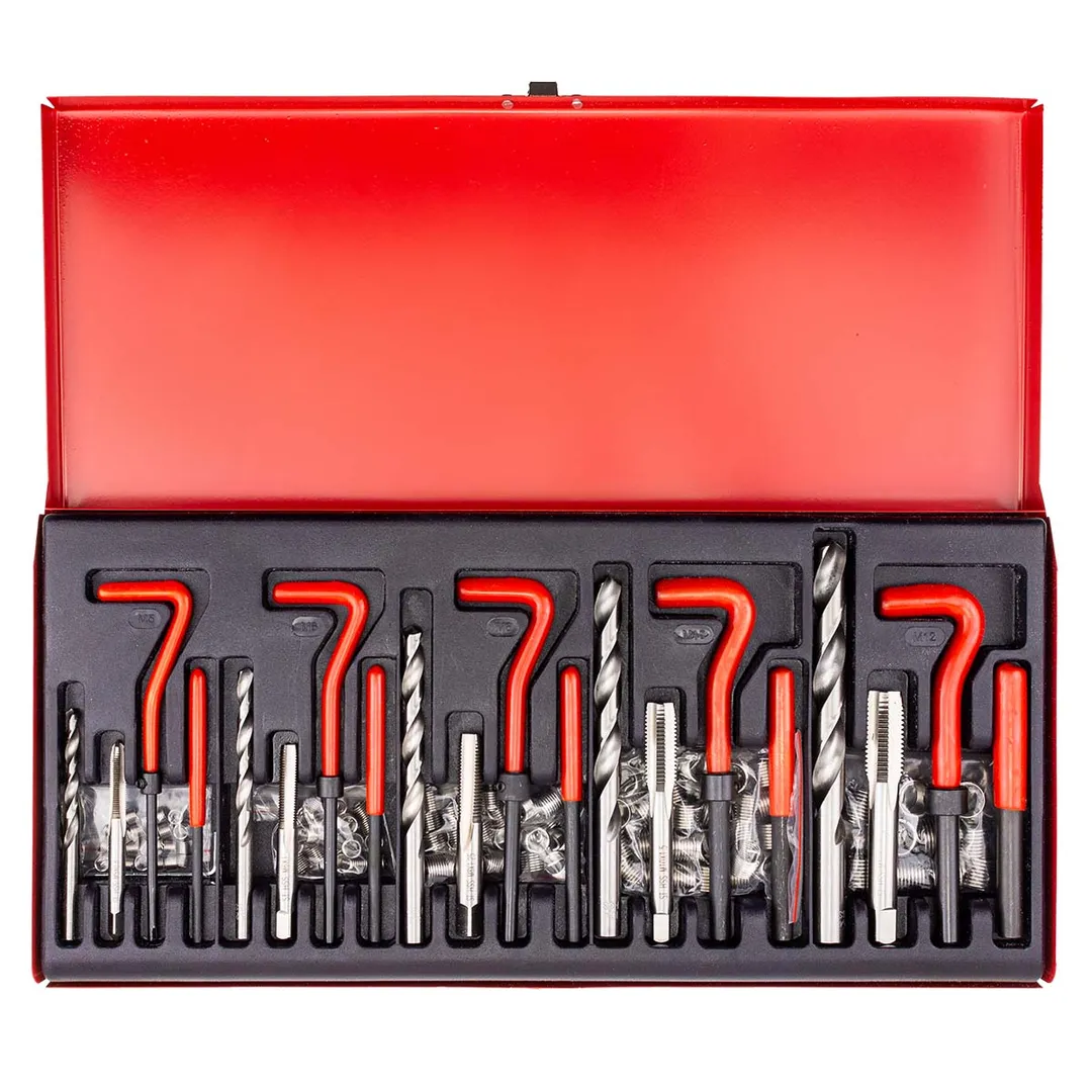 Набор приспособлений и футорок для восстановления резьбы: М5х0,8 М6х1,0 М8х1,25 М10х1,5 М12х1,75 131 пр ForceKraft FK-9130U1