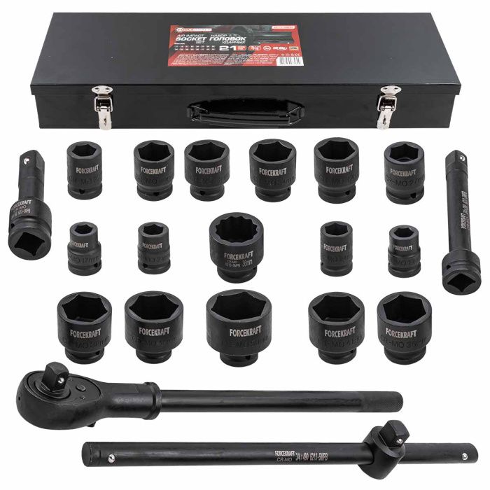 Набор головок ударных ''Profi'' 3/4'', 21 пр, 6-гр 17-36 мм, 12-гр 38-50 мм ForceKraft FK-6213-5MPB