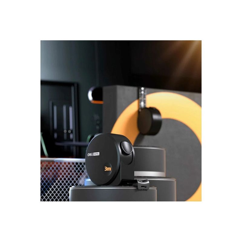 Рулетка Deli HS EHT8316, 3 м х 16 мм, Soft Touch, черный