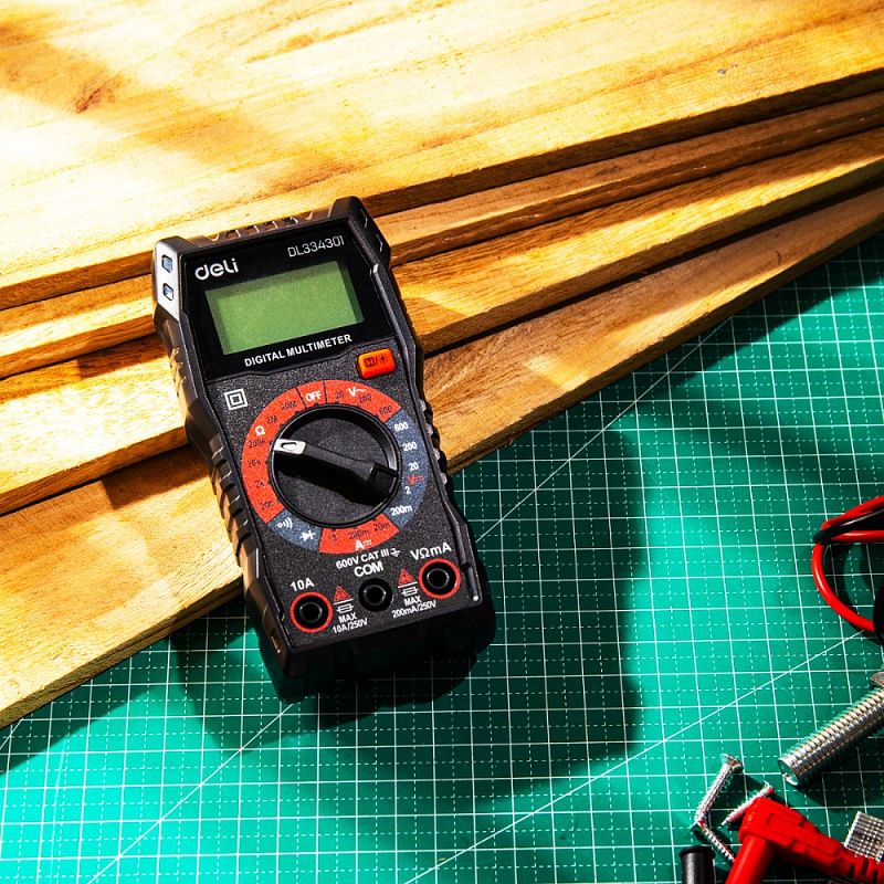 Мультиметр цифровой Deli RS EDL334301, 600В, универсальный, черный