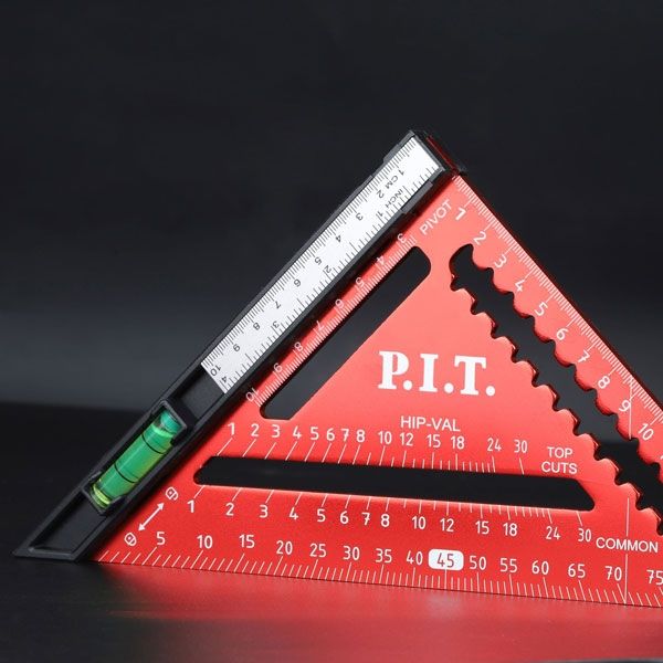 Угольник Свенсона метрический плотницкий с пузырьковым уровнем HSQR04-0180B (180 мм, магнит) PIT HSQR04-0180B