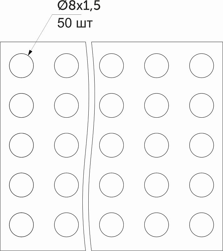 Отбойник силиконовый d8 h1,5, лист = 50 шт., черный AKS 118249