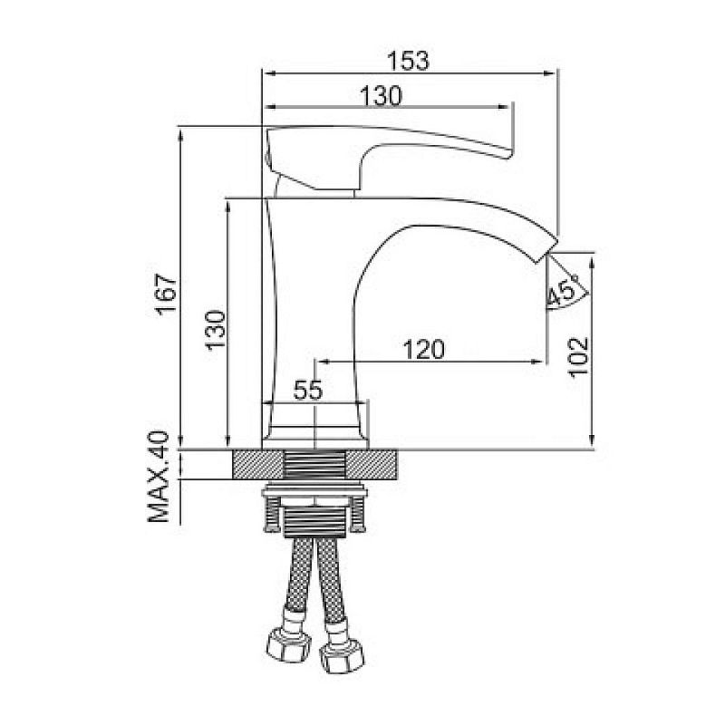Смеситель для умывальника, латунь, хром GERHANS K11014-7
