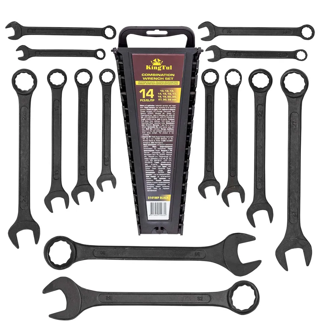 Набор ключей комбинированных 10-32 мм 14 пр KINGTUL KT-5141MP Black