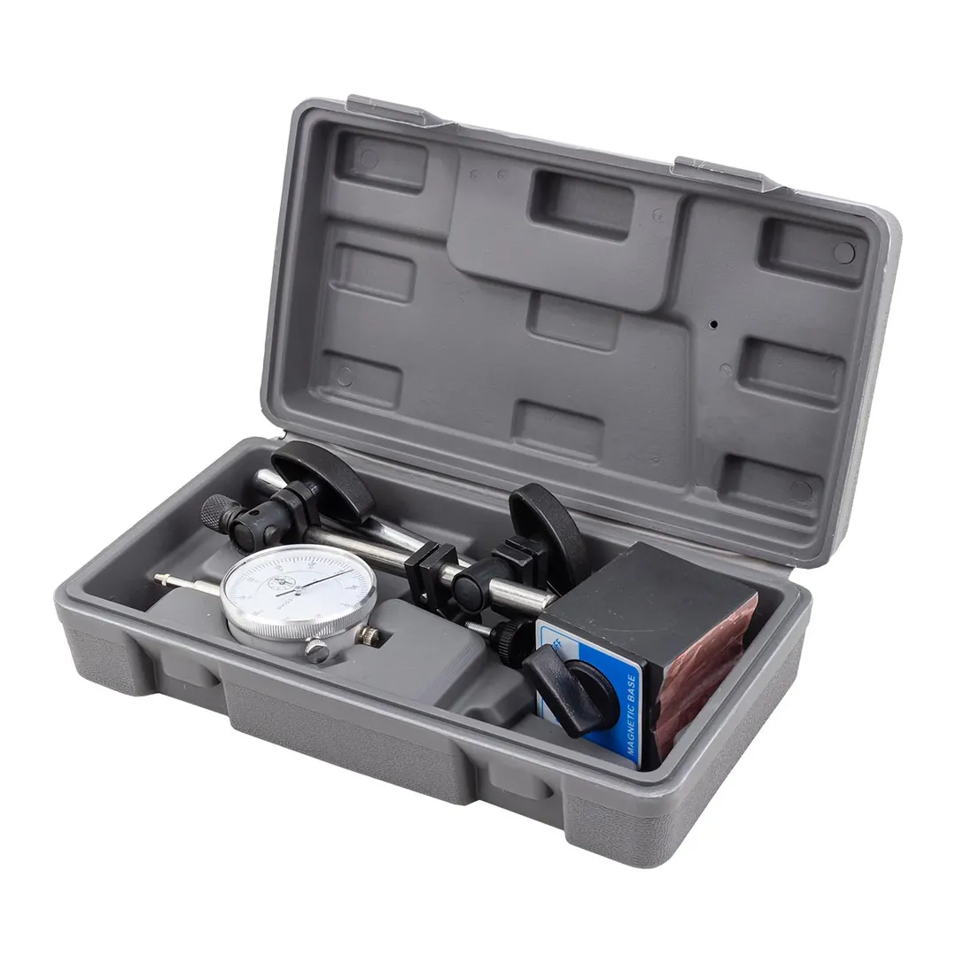 Индикатор часового типа с магнитной стойкой 0-10 мм, погрешность-0,01 мм, в пласт.кейсе ILOforce IF-01729