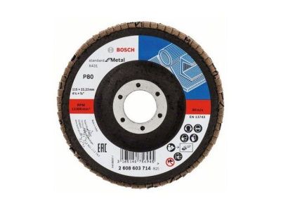 Круг лепестковый 115х22.2 мм K80 плоский STANDARD FOR METAL Bosch 2608603714