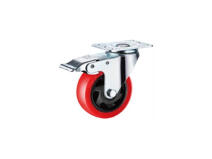 Колесо поворотное усиленное полиуретан SCBM 93 75 мм с тормозом TOR 1027248