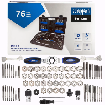 Набор метчиков и плашек 76 пр Scheppach Sch-M076-3