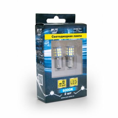 Светодиодная лампочка S105A T15/белый/ (BA15S) 39SMD 2835 10-30V 1 contact блистер 2 шт. AVS A78505S
